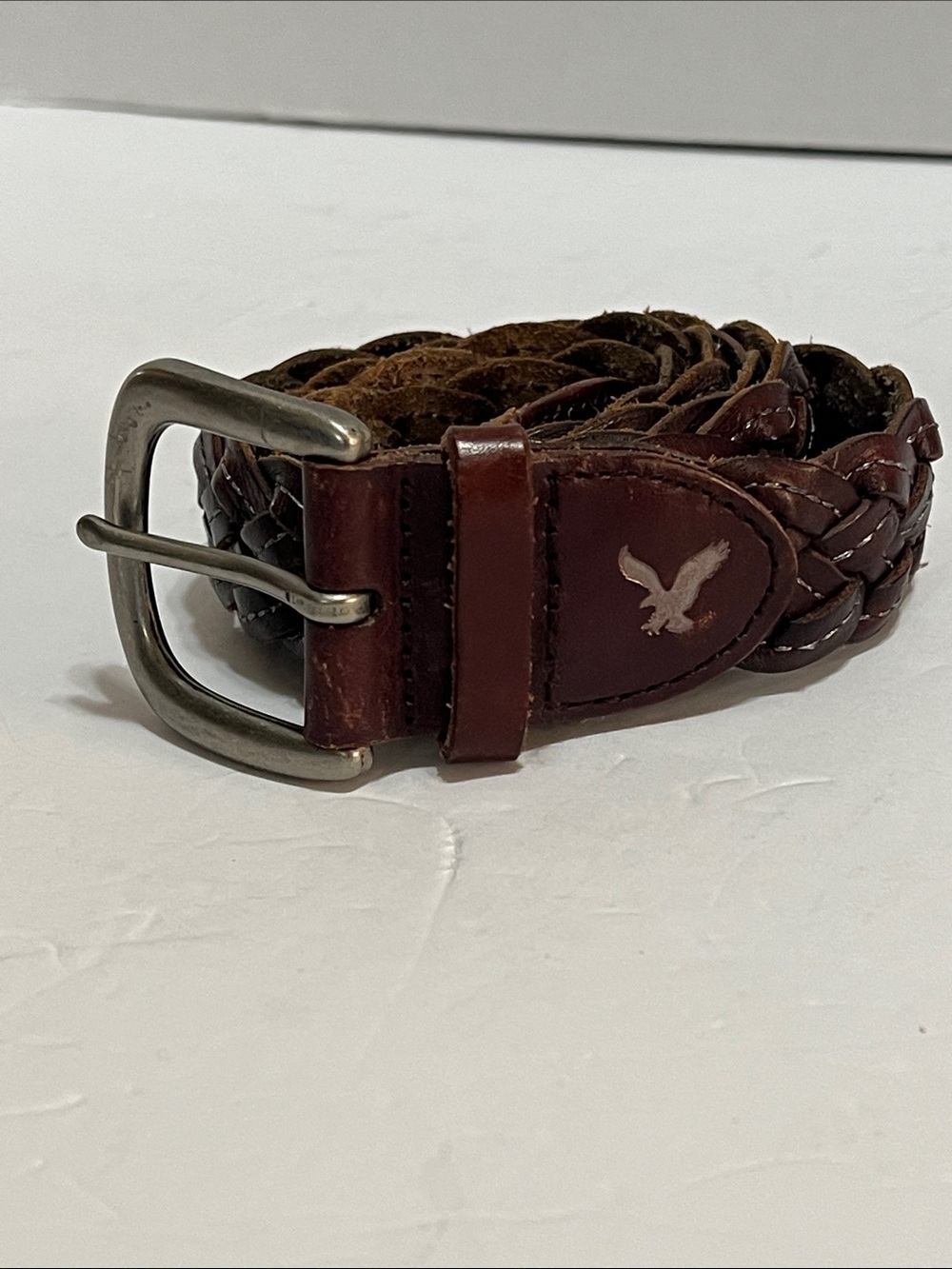 American Eagle Braided Leather Belt Womens L/XL Brown Boho Western Woven